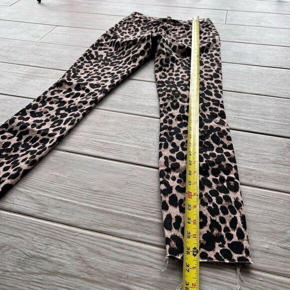 Paige Women's Pink Leopard Print Frayed Hem Skinny Hoxton Ankle Jeans Size 23 - Picture 9 of 11